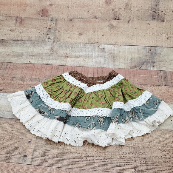 Mustard Pie Other - Mustard Pie Girls Multicolor Stretch Pull On Floral Cotton Tiered Skirt Size 5